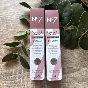 LOT OF 2 No7 Restore & Renew Multi Action Eye Cream Eye Moisturize Brighten